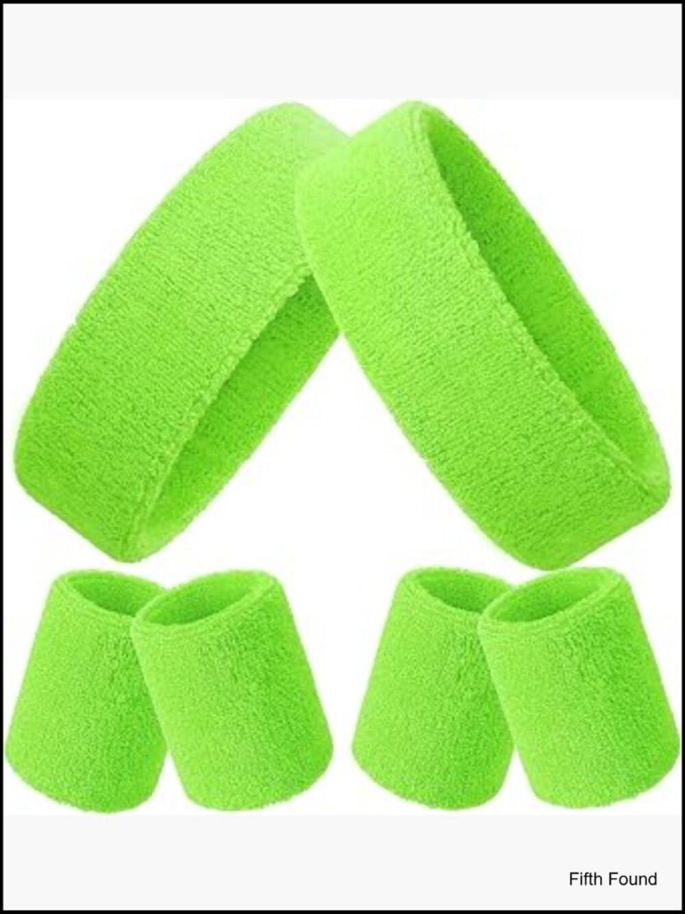 Neon Sweatband Set 2 Headbands 4 Wristbands Sports Athletic Terry Cloth